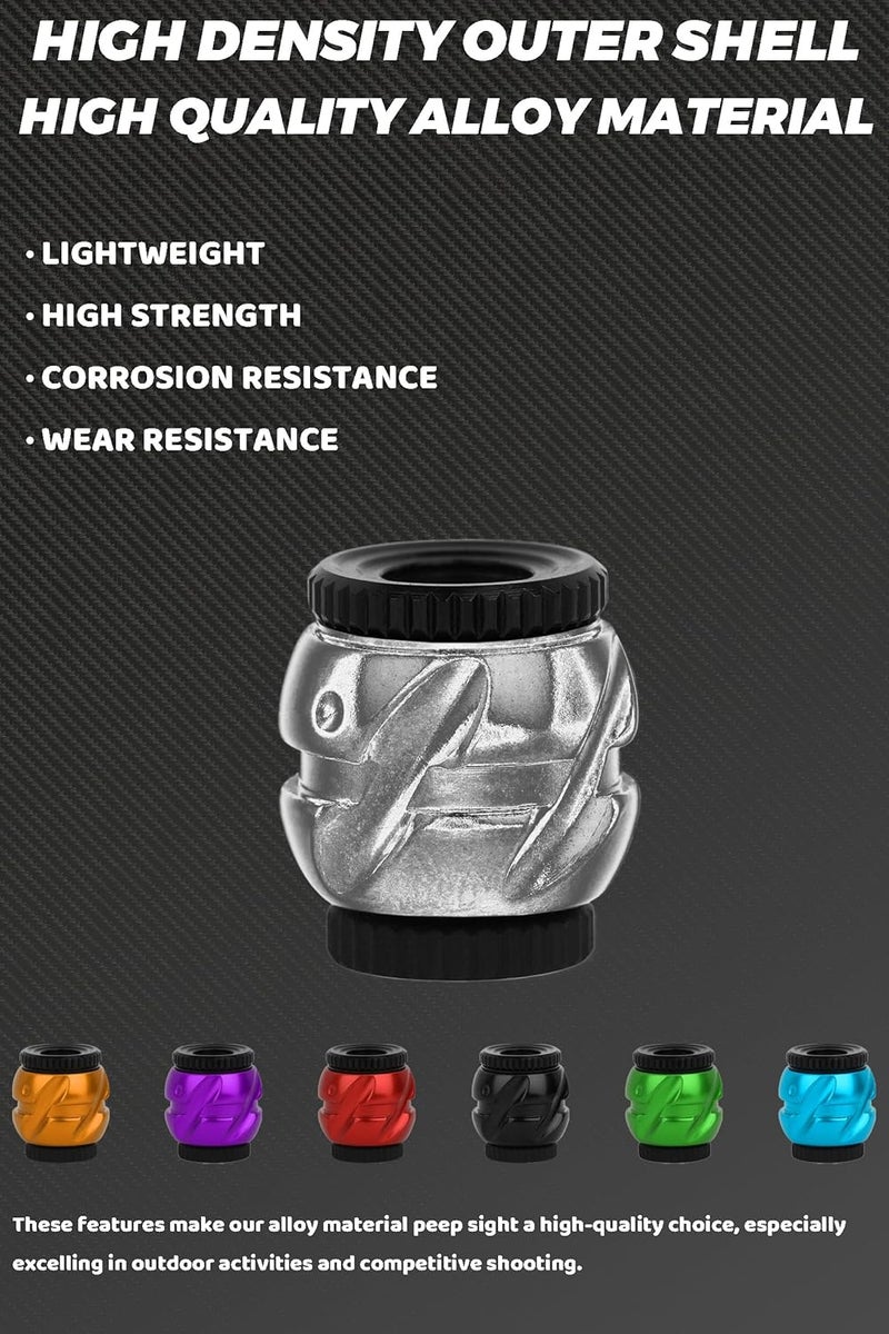 POEARCUS Compound Bow Archery Peep Sight - Supports Stepless Adjustment. Adjustable Peep Sight for Archery, Adjustment Dual Degree 37°or 45° Inner Diameter - Image 3